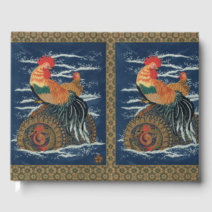 Livro De Visitas Arte Vintage de Galo Galinha Dragão Japonês
