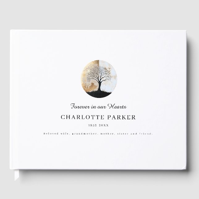 Livro De Visitas Árvore da Vida Memorial Branco Personalizado (Frente)