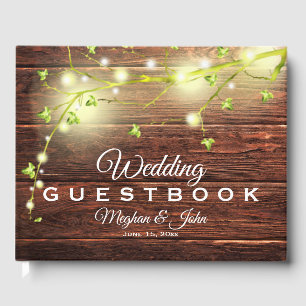 Livro De Visitas Árvore das Luzes da Madeira Rústica Mason Jar