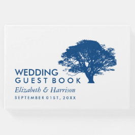 Livro De Visitas Árvore de Carvalho Azul, Russo e Minimalista