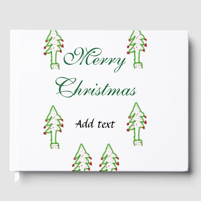 Livro De Visitas Árvore de Natal verde cereja vermelha alegria Nata (Frente)