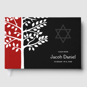 Livro De Visitas Árvore Negra Vermelha do Bar Mitzvah