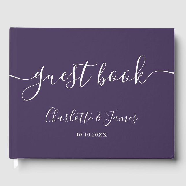 Livro De Visitas Assinatura Roscada Roxa Casamento (Frente)