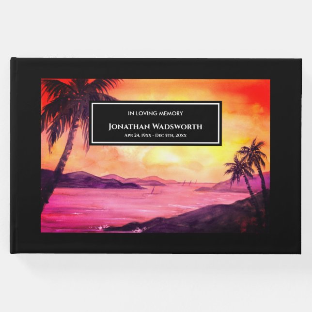 Livro De Visitas Atmosfera Funerária Tropical Beach Sunset (Frente)