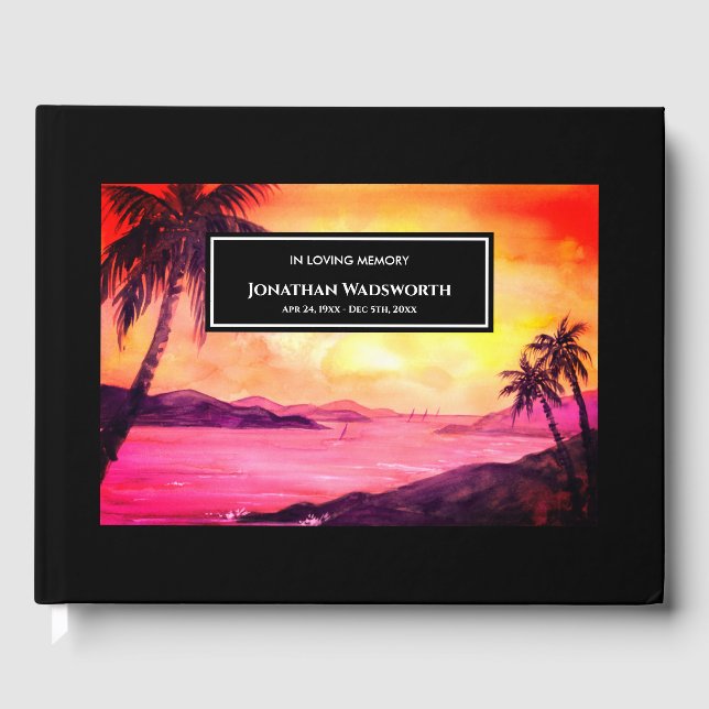 Livro De Visitas Atmosfera Funerária Tropical Beach Sunset (Frente)