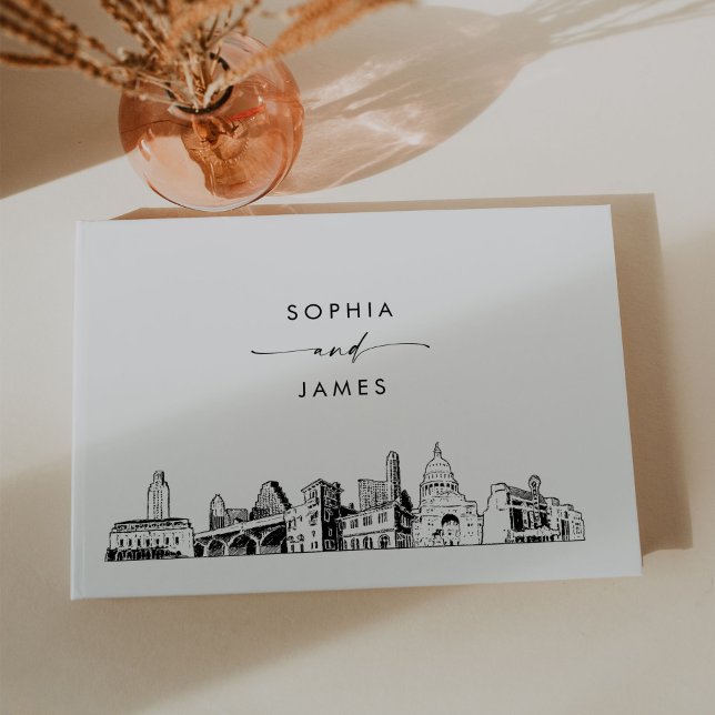 Livro De Visitas Austin Skyline Wedding Guest Book (Criador carregado)