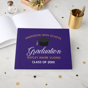 Livro De Visitas Autografo de Graduação Dourada Roxo Keepsaokê 2