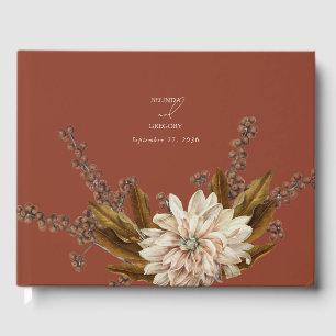 Livro De Visitas Autumn Floral Terracotta Watercolor Casamento outo