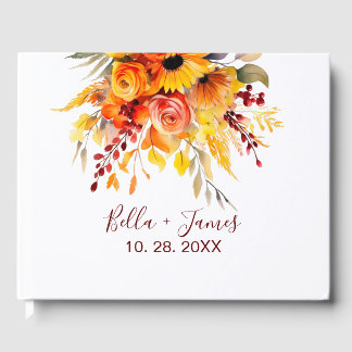 Livro De Visitas Autumn Floral Weding Guest Book