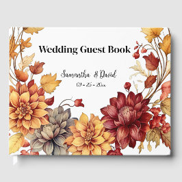 Livro De Visitas Autumn Flowers & Pumpkins Weding Guest Book