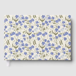 Livro De Visitas Azul de ervilha doce e design de cottagecore creme