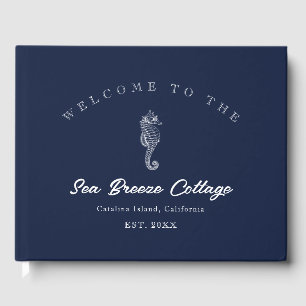 Livro De Visitas Azul e Cavalo-marinho branco inspirados na safra