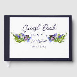 Livro De Visitas Azul e floral roxo 