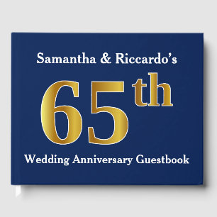 Livro De Visitas Azul escuro + Aniversário de casamento do ouro
