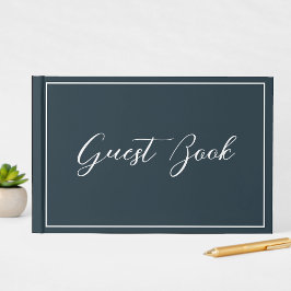 Livro De Visitas Azul Marinho Caligrafia Script Limpo Simples