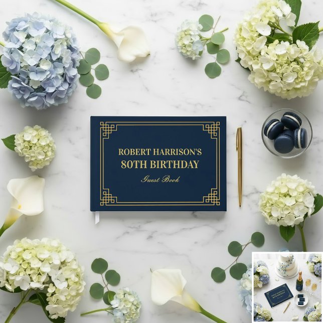 Livro de Visitas Azul Marinho Chic Dourado Anivers (SEE FULL SUITE AT BOTTOM)