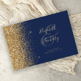 Livro De Visitas Azul Marinho Moderno Dourado Glitter Script