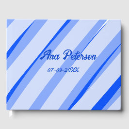 Livro De Visitas Azul pastel adicionar nome data boho linhas padrão