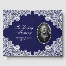 Azul Vintage Floral Lace Memorial Foto Funeral