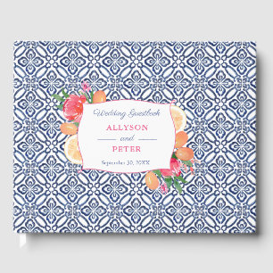 Livro De Visitas Azulejos Azuis Espanhóis Com Laranjas De Citros