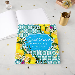 Livro De Visitas Azulejos Mediterrâneos Limão Azul