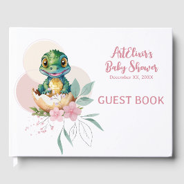 Livro De Visitas Baby Alligator Hatching Floral Chá de fraldas
