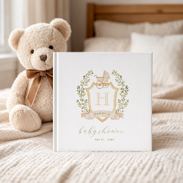 Livro De Visitas Baby Carriage Crest Monogram | Neutral Baby Shower