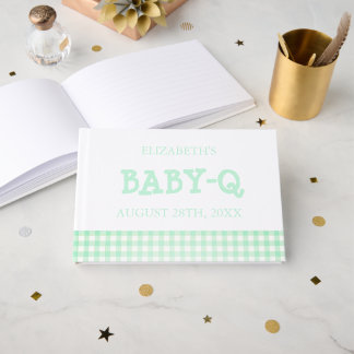 Livro De Visitas Baby-Q Mint Green Gingham Baby Shower