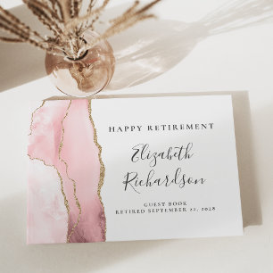 Livro De Visitas Baixa de Script de Agitação Dourada Rosa-Blush Mod