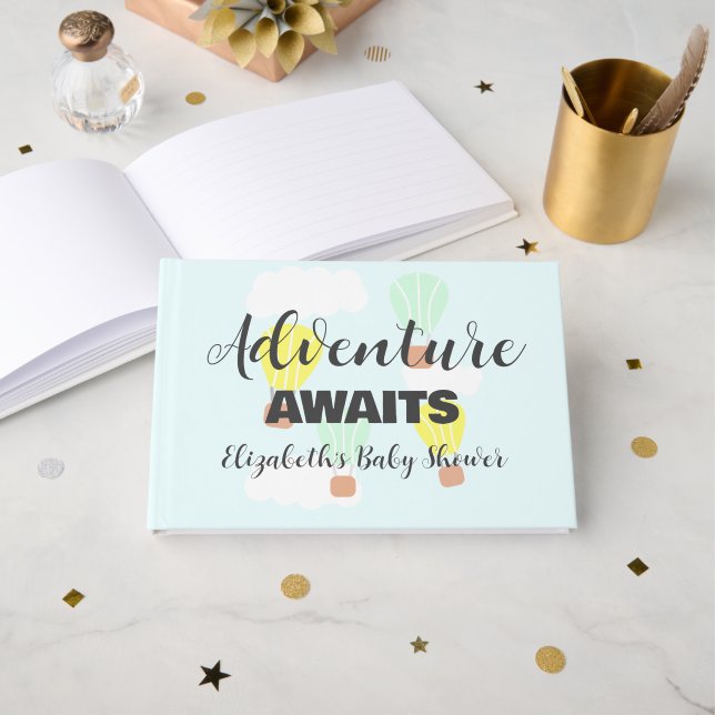 Livro De Visitas Balão de ar quente Sexo Chá de fraldas neutro (Frente aberta)