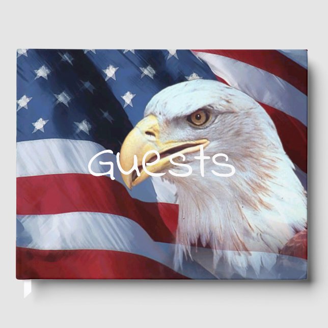 Livro De Visitas bald Eagle é a bandeira americana quarta de julho (Frente)