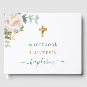 Livro De Visitas Baptism eucalyptus greenery fotografia personaliza