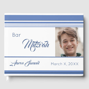 Livro De Visitas Bar de Fotografias Azul Branco Mitzvah