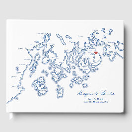Livro De Visitas Bar Harbour Maine Map Hardcover Wedcover Book