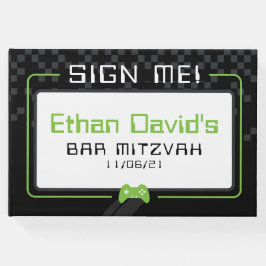 Livro De Visitas BAR MITZVAH Gamer Gamer legal verde limão preto