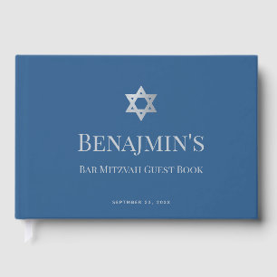Livro De Visitas Bar Mitzvah Menino Judeu Estrela de Davi Azul Clás
