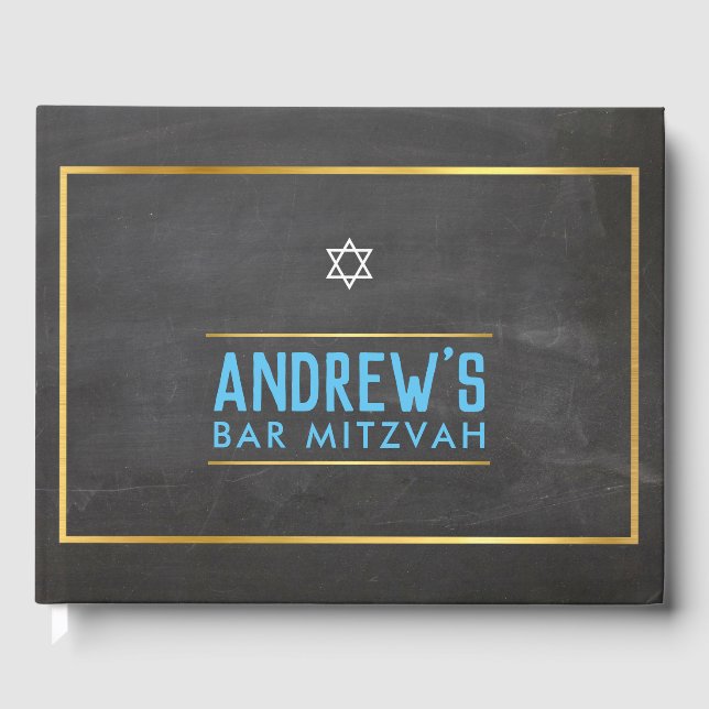 Livro De Visitas BAR MITZVAH — tipo inteligente cinza dourada tipo  (Frente)