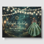 Livro De Visitas Bat Mitzvah, estrela verde e entonada da floresta<br><div class="desc">Prepare seu dia especial para os anos virem com um livro de hóspedes. Apresentando uma garota vestida com um vestido verde esmeralda e um fundo florestal encantado. A estrela, a menina e as borboletas são móveis, redimensionáveis, multiplicáveis e removíveis. Personalize-o para se adequar à sua ocasião. Personalize-o com os seus...</div>