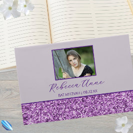 Livro De Visitas Bat Mitzvah, Foto Simples e Roxo