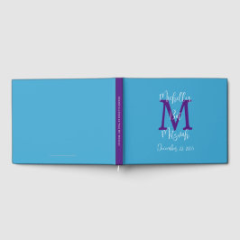 Livro De Visitas Bat Mitzvah Monograma Sky Blue Purple White Sign-i