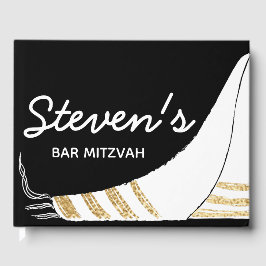 Livro De Visitas Bat ou Bar do Partido Mitzvah Black Dourado Guest
