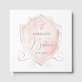 Livro De Visitas Batismo Elegante Pink Watercolor