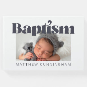 Livro De Visitas Batismo Foto Simples Bold Moderno Obrigado