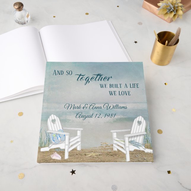 Livro De Visitas Beach Chairs Wedding Vow Renewal (Frente aberta)