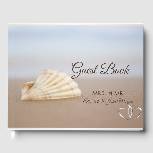 Livro De Visitas Beach Seashell, Hearding Wedding (Frente)