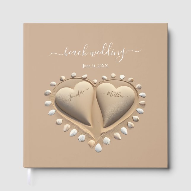 Livro De Visitas Beach Wedding Sand Hearts (Frente)