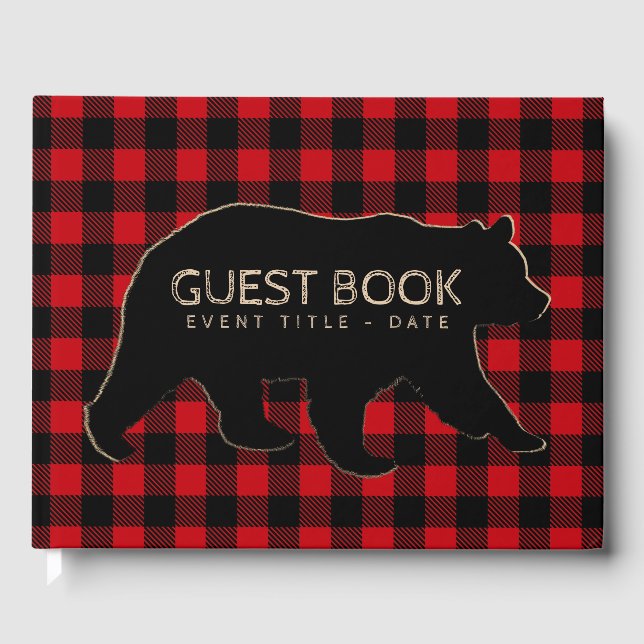 Livro De Visitas Bear Lumberjack Xadrez Buffalo (Frente)