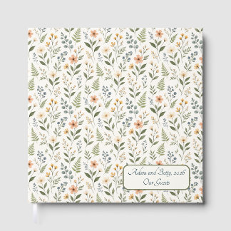 Livro De Visitas Beautiful Neutral, Earthy-Colored Wildflowers