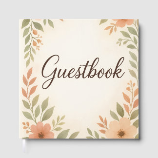 Livro De Visitas Beautiful Watercolor Guestbook – Peach Roses