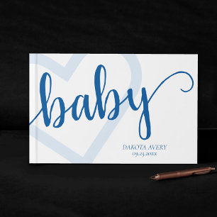Livro De Visitas Bebê Coração Script de Flourish Clássico do Ceru